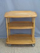 Ercol light elm three-tier trolley,