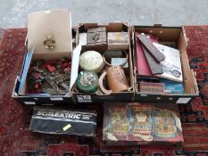 Quantity of toys including Hornby 0 gauage clockwork locomotive, Scalextric track, board games,