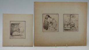 After Richard Doyle (1824-1883) a group of three pen & ink drawings of anthropomorphic animals