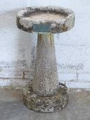 Carved natural stone bird bath,