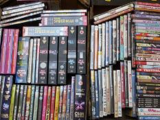 Four trays of cult television and music DVDs including science fiction