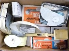 Quantity of kitchen scales, measuring and weighing spoons etc,
