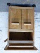 Beech kitchen cabinet on stand with drawer, shelf and cupboard, on castors,
