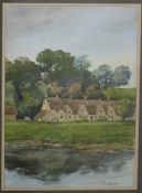 Reg Garner watercolour 'Bibury Row' signed lower right