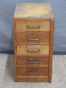 Retro Wellington style mahogany filing chest of five drawers,