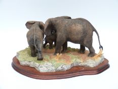 Border Fine Arts limited edition 77/850 figural elephant group 'Tender Moments' modelled by R T