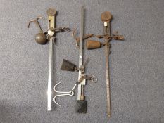 Three steelyard scales including Avery