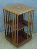Edwardian inlaid mahogany revolving bookcase,