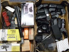 Large quantity of cameras, accessories and books including Kodak folding camera,