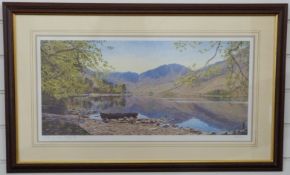 K Melling signed print 'Buttermere from Dalegarth' 30 x 61cm