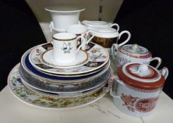 Royal Worcester including a blank prestige urn, gold feathers jug, Empire, Joshua Reynolds pattern,