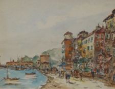 G Maurano watercolour Bay of Naples, signed lower right and inscribed verso,