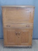 Retro Priory light elm bureau in the Ercol style,