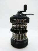 Curta Type I salesman's or instructional mechanical calculator No 8387 in original case with
