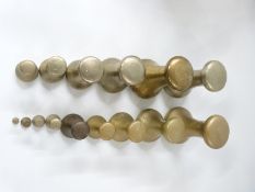 Two runs of bell weights 7lb downwards and a further Avery 7lb bell weight