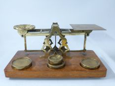 S Mordan & Co brass postage scales with weights to base and rates to pan