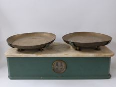 19thC shop scales with marble top