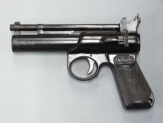 Webley Junior Mk.II .177 air pistol with named chequered bakelite grips, serial number 296.