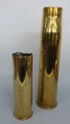 Two brass artillery shell cases