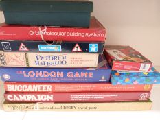 Ten various games including Carpet Bowls, Buccaneer, Campaign, Try!, Motorway etc.