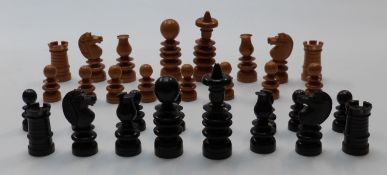 St George style wooden chess set in mahogany box