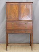 19thC mahogany secretaire with cupboard to top,