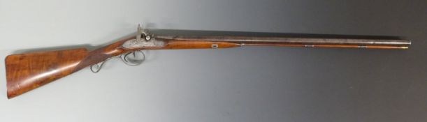 Barber & Boaler side by side percussion hammer action gun with named and engraved locks featuring