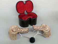 A pair of pre-1881 King's Own Buckinghamshire Militia officer's epaulettes with rare pompom for