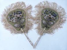 A pair of 19thC inlaid ivory,