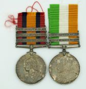 A medal pair comprising a Queen's South Africa Medal with three clasps; Belfast,