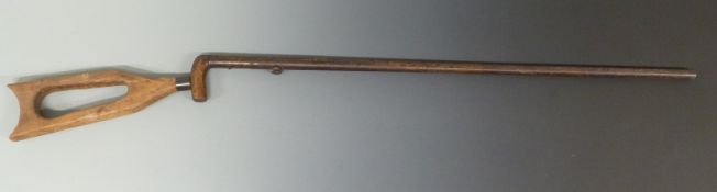 26 bore percussion underlever hammer action walking stick shotgun with screw on skeleton stock and