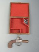 Fenton of London percussion hammer action pistol with named and engraved locks,