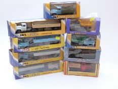 Nine Russian USSR diecast model commercial vehicles, some military,