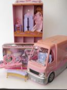 Barbie camper van and display case with a Twelve Dancing Princesses box
