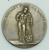 Edwardian hallmarked silver medal awarded to Pte S Barker 3596 No4 Section G Company 'Pompadours'
