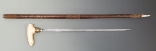 Ivory mounted sword stick,