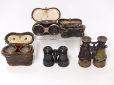 Five pairs of opera glasses,
