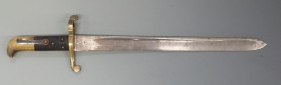 British 1855 Lancaster bayonet (1908 cut-down), with stamps 78 and 08, brass hilt and 35.