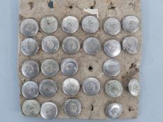 George III local militia buttons in silver coloured metal, 25 in total, still on original card,