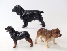 Three Royal Doulton dog figures including large Cocker Spaniel Luckystar of Ware HN1000,