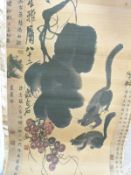 Six scroll paintings and six prints some depicting animals