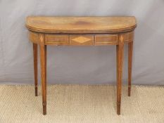 19thC inlaid mahogany card or side table,