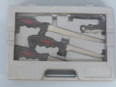Whitby fishing knife set of four knives and a sharpener,