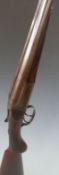 English made 12 bore side by side shotgun with chequered semi-pistol grip and forend,