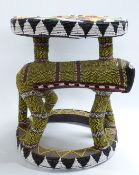 African Cameroon Bamileke beaded monkey throne stool. Collected by L. J.