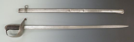 Post 1821 British Heavy Cavalry trooper's sword / cutlass, leather grip stamped 51, 47, 3 to guard,