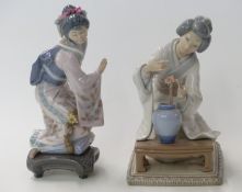 Two Lladro figures of Japanese women
