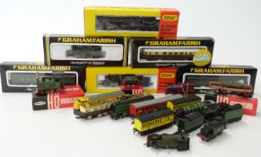 Twenty-one Hornby Minitrix, Graham Farish and similar N gauge locomotives and coaches,
