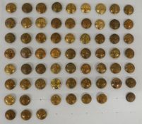 A collection of circa WWI British military buttons featuring most of the line regiments