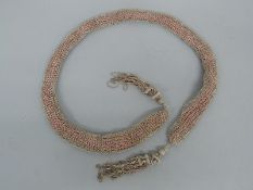 British Army late 18th / early 19thC Cavalry dress sash with silvered wire chain mail effect and
